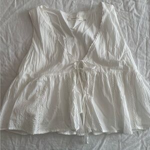 Mustard Seed White Peplum Blouse